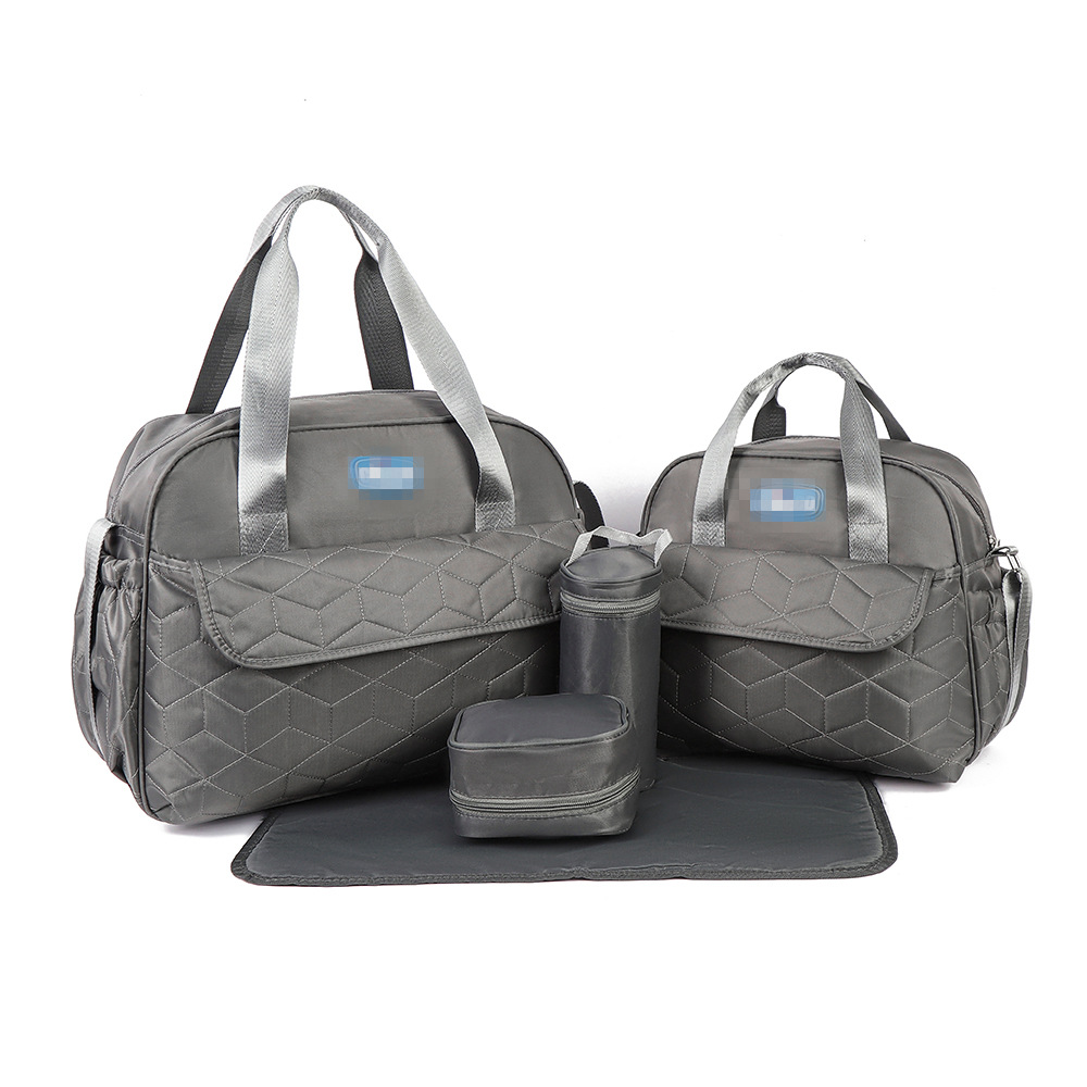 Conjunto de Cinco Piezas de Bolsa Maternal Acolchada con Diseño de Cuadros, Bolsa Maternal Multifuncional de Gran Capacidad para Guardar Pañales, de Hombro o Cruzada