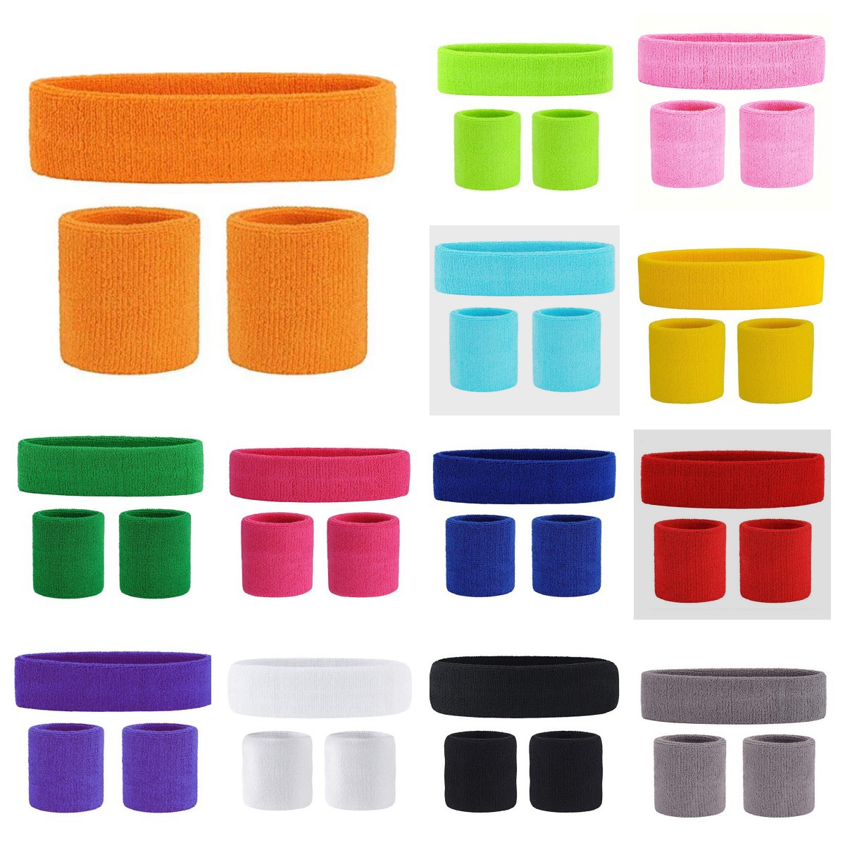 Spot 1 Headband + 2 Wristbands Cotton Sports Protective Gear Combination Set