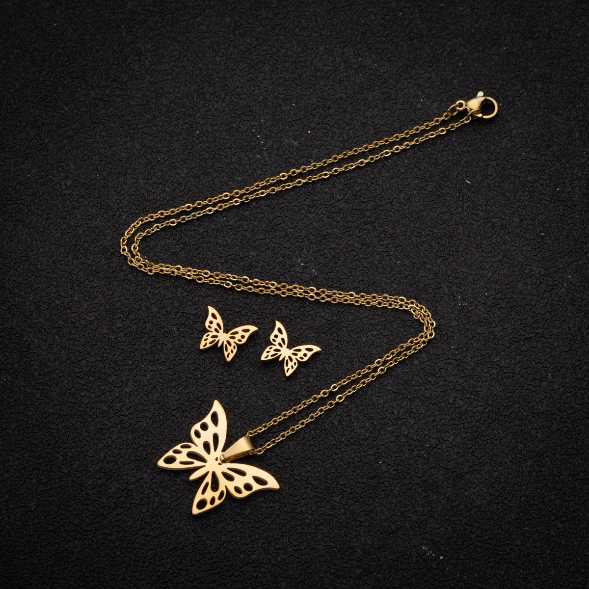 15g Weight PVD Coated Real Gold Plated Animal Star Heart Shape Stainless Steel Titanium Steel Fashion Waterproof Non Tarnish Jewelry Set