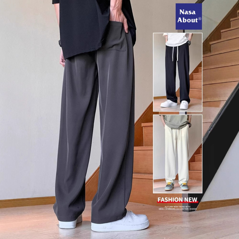 NASA New Summer Thin American Style Straight Casual Pants Men's Loose Wide Leg Pants Ice Silk Sports Pants Men