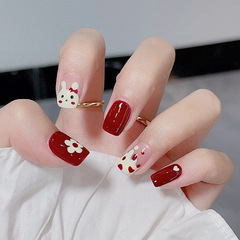 New Love Rabbit Burgundy Wearing Armor Cute and Festive Year of the Rabbit Flowers White Cheerios Detachable 24 Pieces