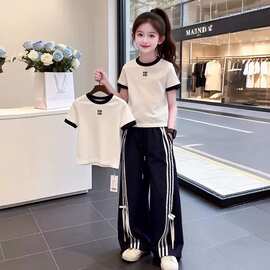 2026夏季新款儿童短袖套装两件套宽松百搭舒适潮流英文印花时尚
