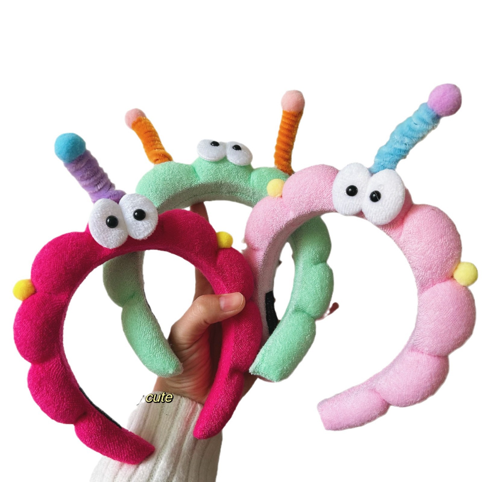 Feo, lindo, divertido, palo de torsión, esponja de ojos grandes, lavar la cara, banda de cabello casera, lavar la cara, maquillaje, banda de cabello rotura, tarjeta de cabello