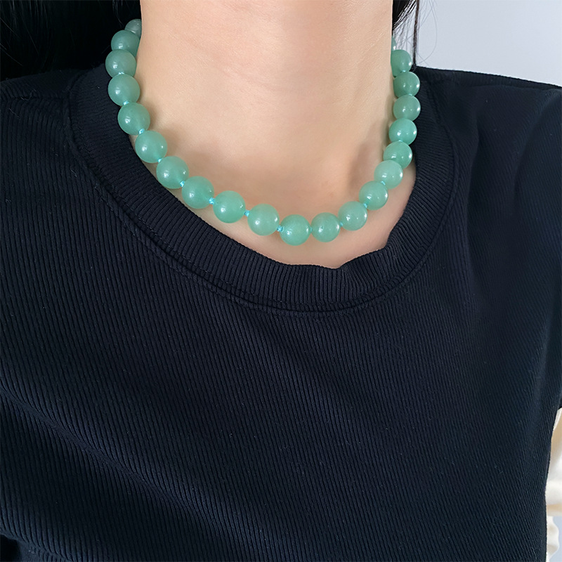 Necklace Classification Elegant Color Block Natural Stone Copper Necklace In Bulk