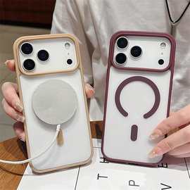 高级简约无线磁吸适用iPhone15苹果16promax手机壳13保护套14防摔