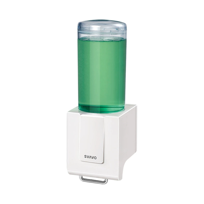 Manually press the soapromer kitchen bathroom handwashing table single double head double -headed holes -free wall -mounted transparent plastic bottle