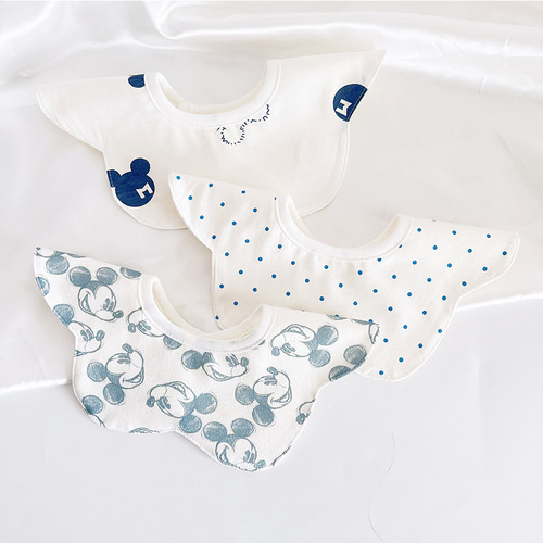 ins Korean style cotton baby bibs baby saliva towel 360 degree rotatable waterproof flower saliva pocket 0-2 years old