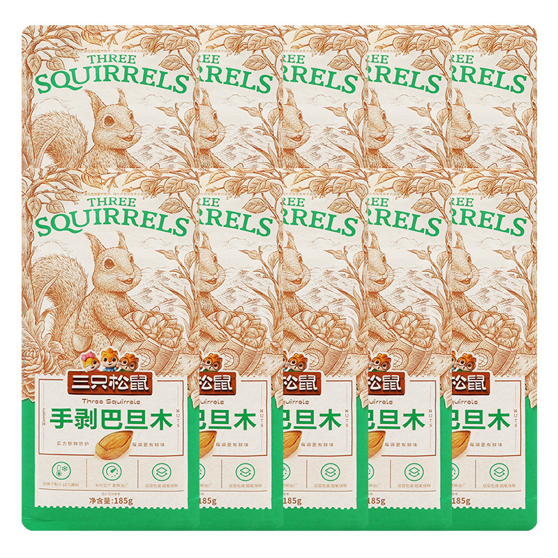 三只松鼠巴旦木185g/袋休闲手剥巴达木零食坚果干果香脆包邮