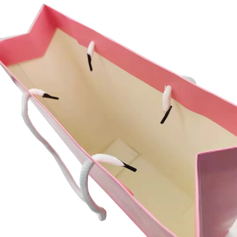 Pink Ivory Board Take Out Shoe Paper Bag Jewelry Cosmetic Gift Clothing Shopping Fashion Forward Consumer