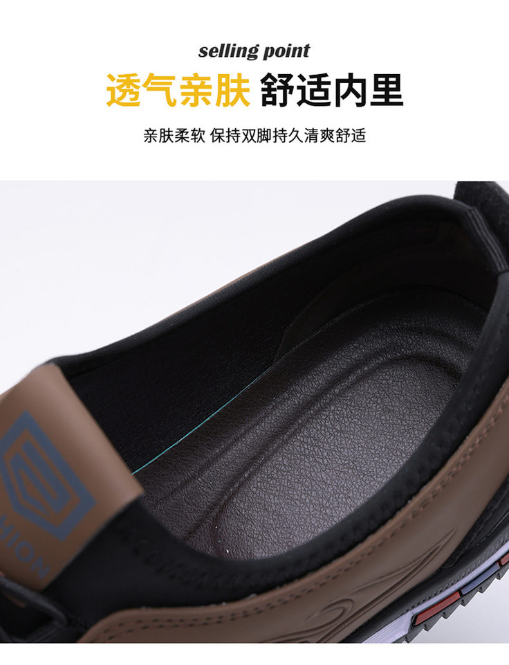 Giày nam sneaker lười thoáng khí đế mềm phong cách công sở — màu nâu, đen chi tiết 12