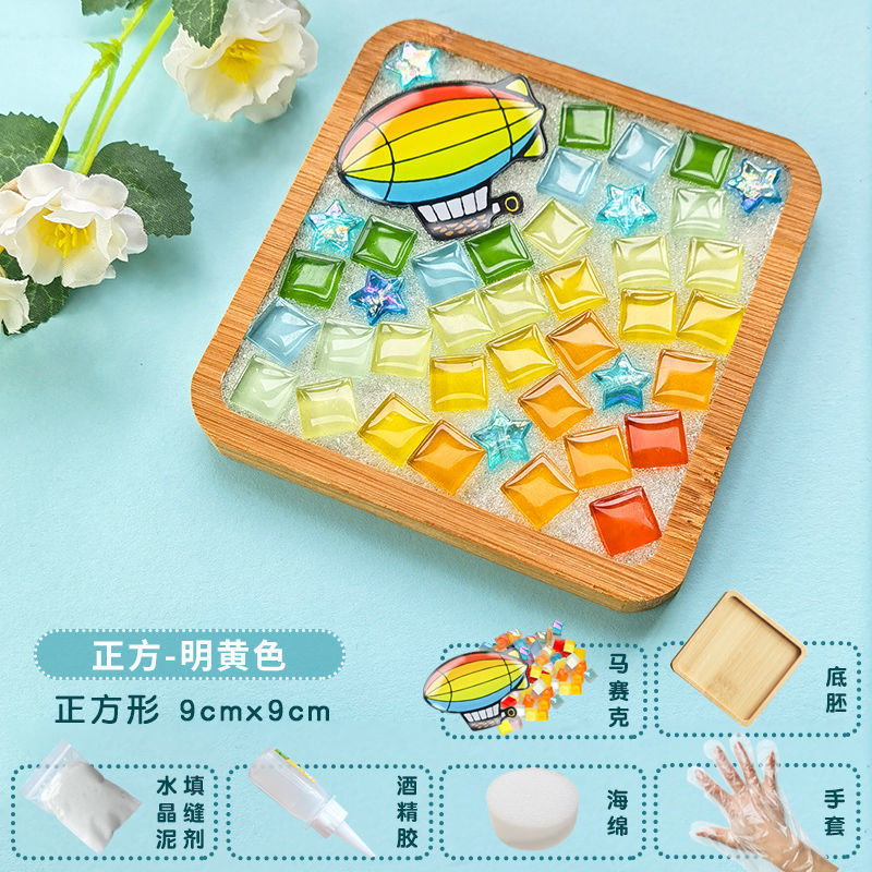 Nuevo producto bricolaje hecho a mano posavasos paquete de material mosaico padre-hijo creativo jardín de infantes pequeño regalo al por mayor juguetes educativos