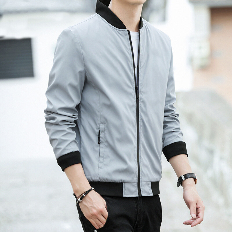 Primavera y otoño chaqueta de los hombres de estilo coreano de moda chaqueta de béisbol casual más tamaño ropa guapo chaqueta entrega en vivo