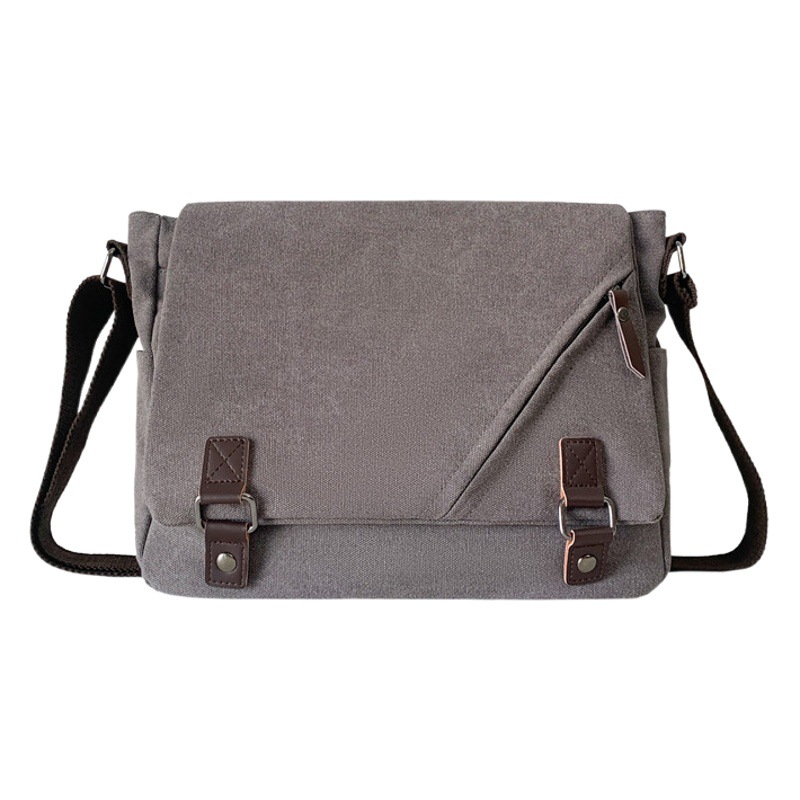 Academy Style Canvas Men's Bag Trendy Men's Tooling Bag Casual Shoulder Bag Large Capacity Postman Crossbody Bag Horizontal Style