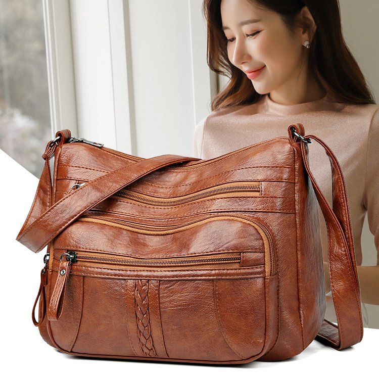 Spring and Autumn New PU washed shoulder crossbody Internet celebrity Amazon Women's bag factory direct sales women's bag for export