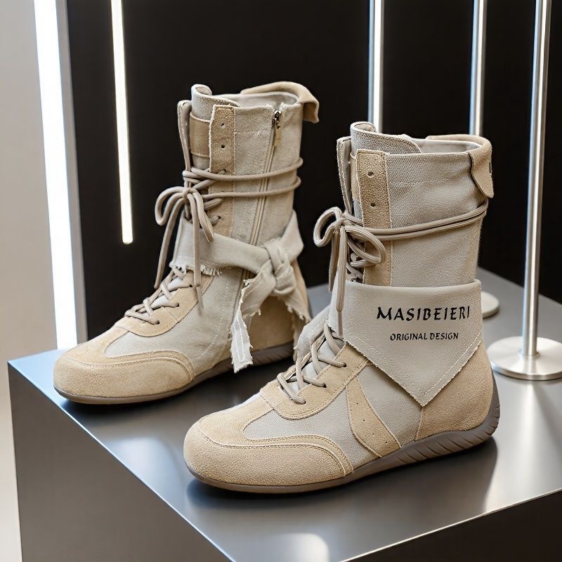 2025秋新款中筒复古户外工装废土风透气薄款马丁靴跟高5.0CM短靴