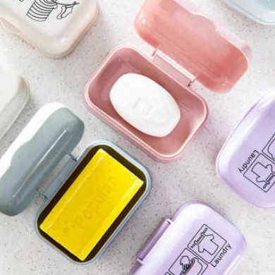 Caja de jabón de drenaje con tapa caja de jabón baño impermeable Impresión de dibujos animados caja de jabón