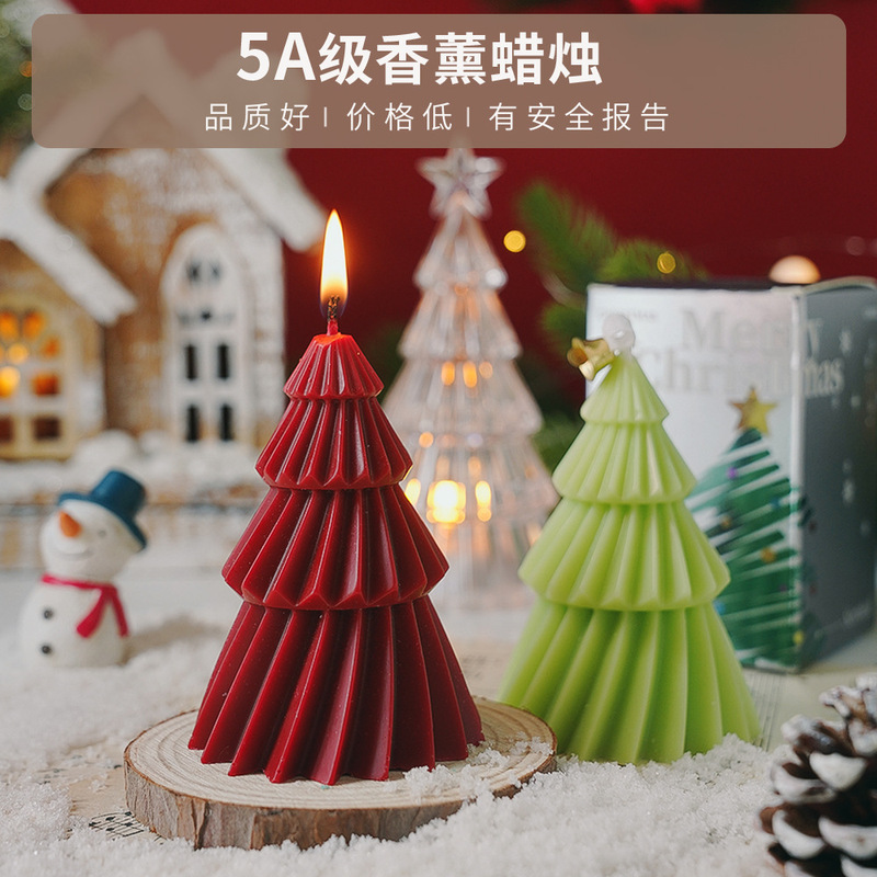 クリスマスツリーキャンドルソイワックスフレグランスお土産ニッチギフトキャンドル手作りクリスマスアロマキャンドル|undefined