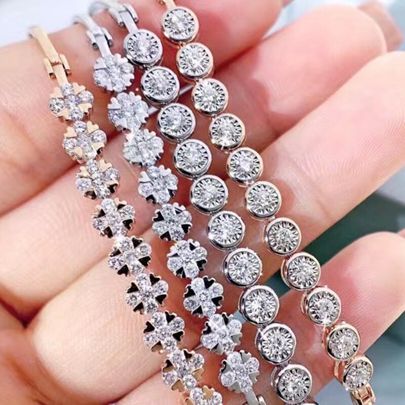 18K Gold Diamond Bubble Bracelet Chain Full Diamond Four-leaf Clover Bracelet AU750 White Gold Diamond Bracelet Rose Gold Bracelet 18K Gold Diamond Bubble Bracelet Chain Full Diamond Four-leaf Clover Bracelet AU750 White Gold Diamond Bracelet Rose Gold Bracelet