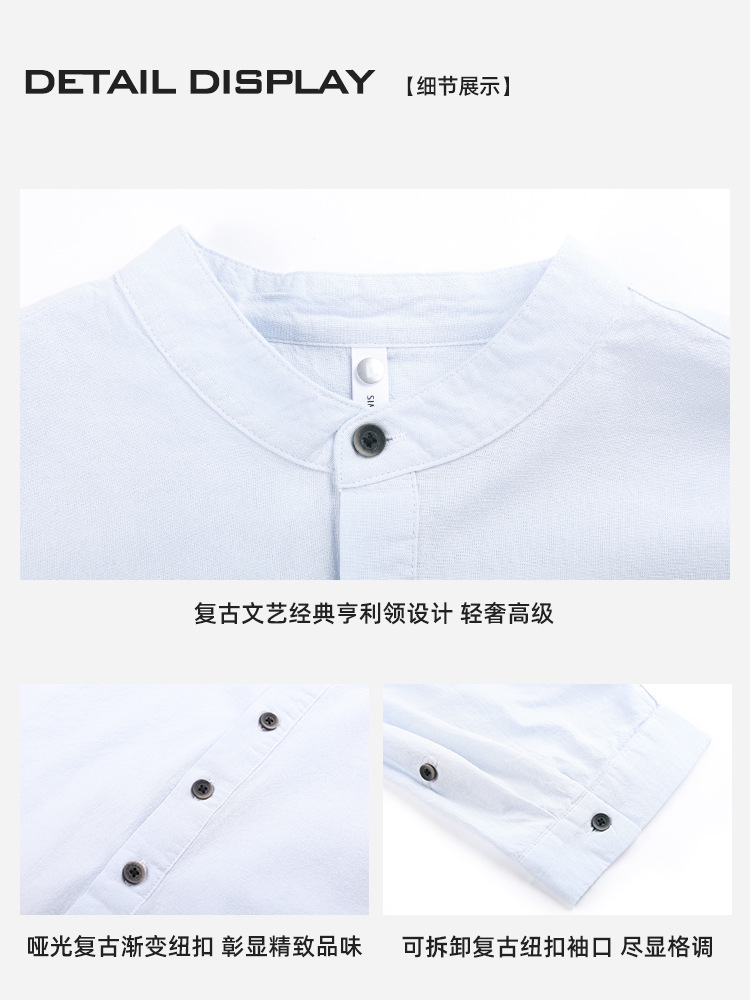 Camisa de hombre de manga corta con cuello Henry de algodón pesado, ropa de hombre suelta, marca de moda de verano para hombre, camisa casual de alta gama, verano para hombre