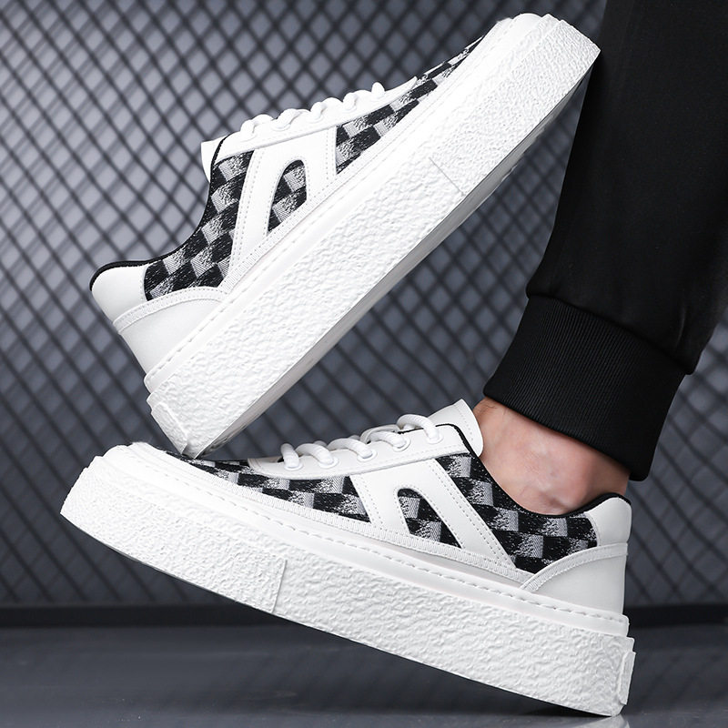 Giày thể thao đế dày nam kiểu mới, giày sneaker đơn giản tăng chiều cao, gót 3-5 cm — GX2519 màu trắng, GX2519 màu đen