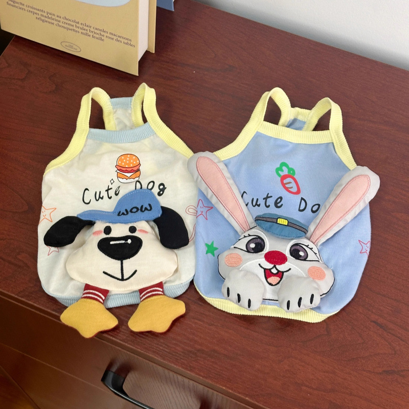 春夏新款可爱立体公仔背心吊带宠物小狗狗猫咪泰迪比熊小型犬服装|undefined