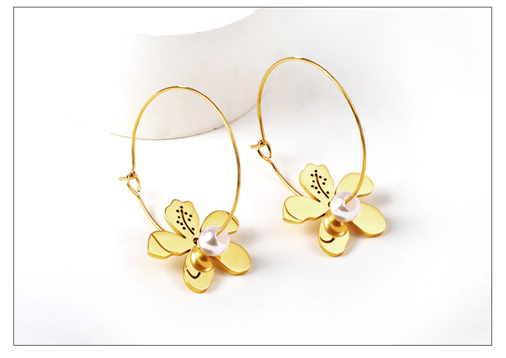 Fashion Heart Shape Flower Stainless Steel Plating Drop Earrings 1 Pair display picture 16