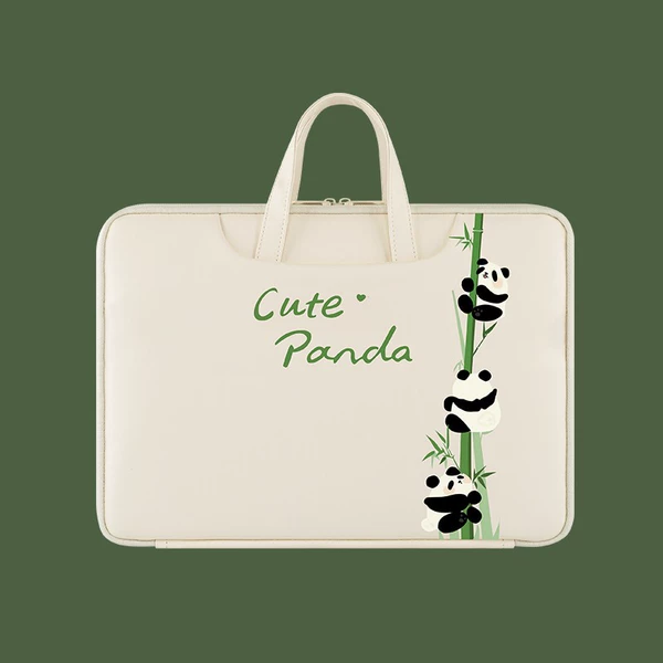 Panda holding bamboo rice white