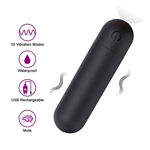 Bullet Vibrator, 10 Modes, Waterproof USB Rechargeable, 8 cm Compact Bullet