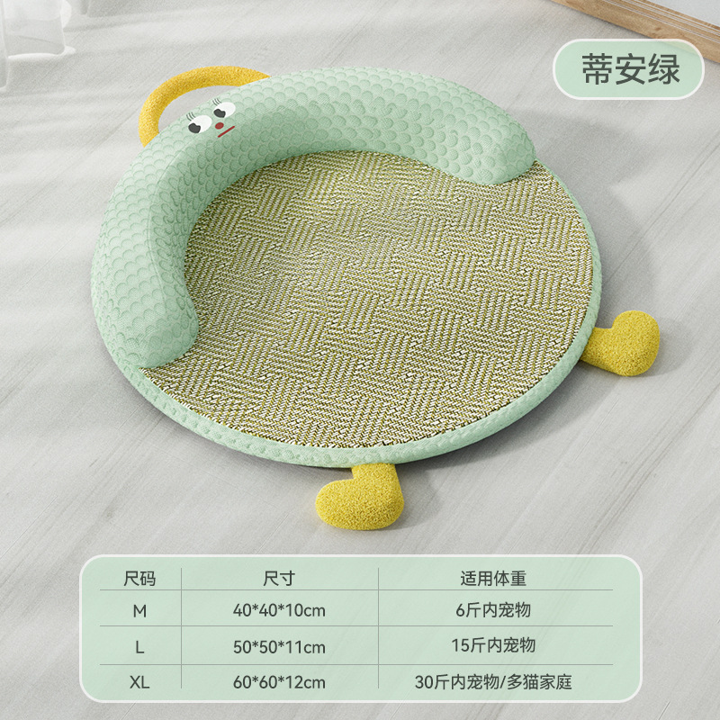 Gatos, primavera y verano, refrescarse, ojos grandes, lindo tapete de ratán, tapete de sofá de gato, tapete de perrera, suministros para nidos para mascotas