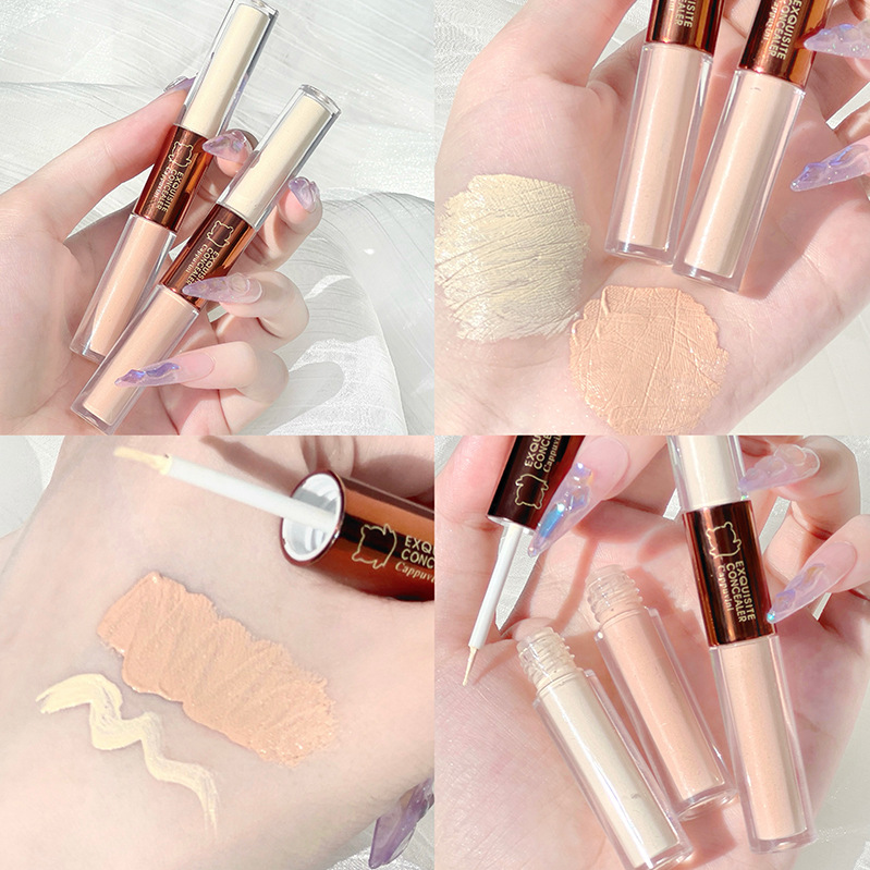 Cappuvini Double head Concealer cover dark under-eye circles India speckle Foundation moist Matte Orange