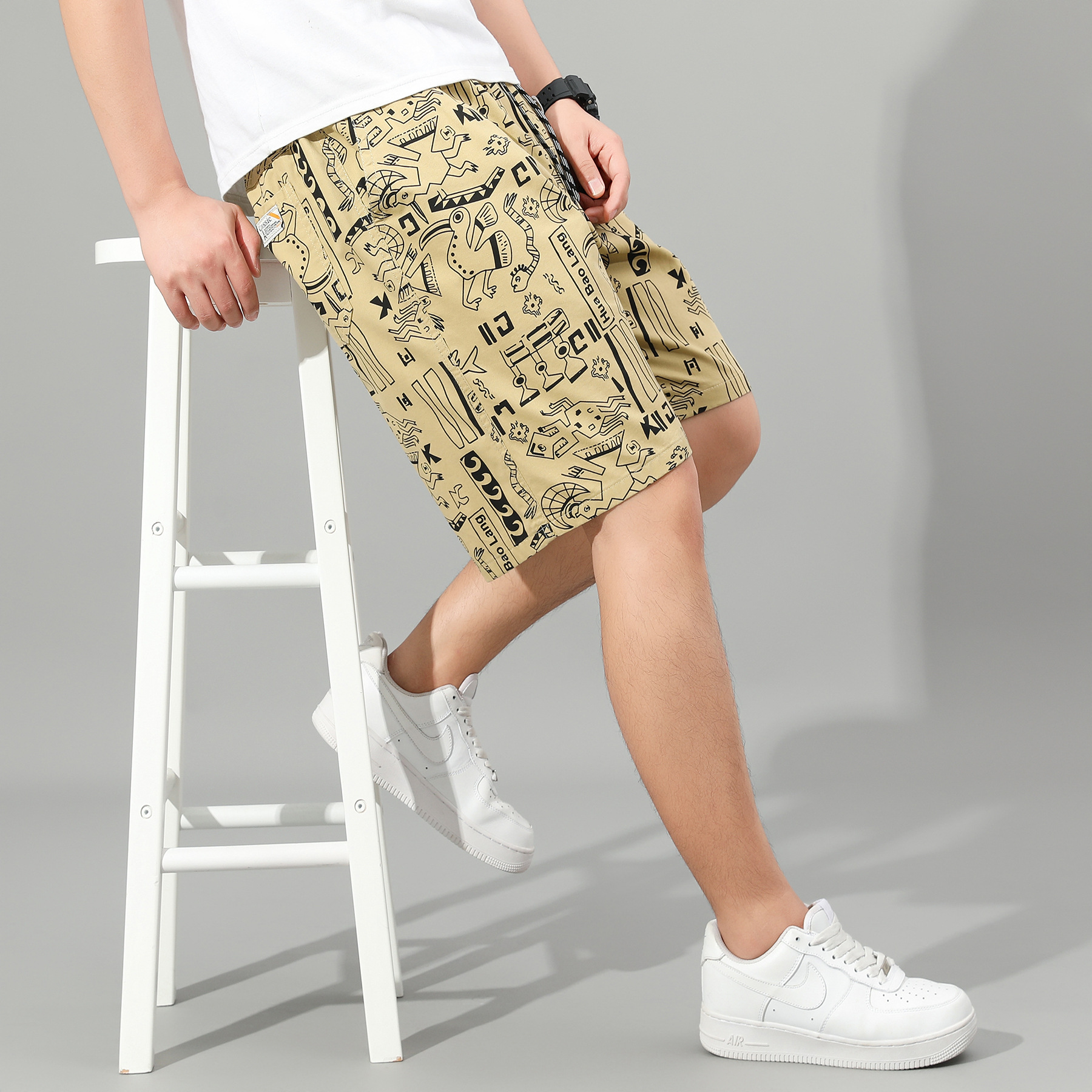 2025 Summer Men's Casual Shorts, Five-Point Pants, Youth Printed Beach Pants, Elastic Shorts, Large Size 2025 Summer Men's Casual Shorts, Five-Point Pants, Youth Printed Beach Pants, Elastic Shorts, Large Size