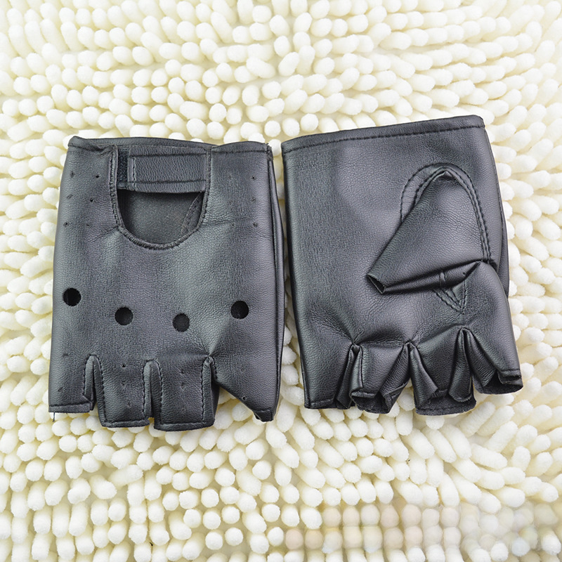 Men's hip-hop half-finger leather gloves nightclub pole dance non-rivet gloves performance dancing stars dance performance_maomaolike.com