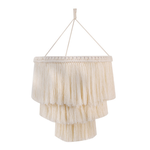 Factory Direct Supply Home Cotton Rope Lampshade Boutique Decor Handmade Lantern Weave Long Tassel Bedside Pendant Lampshade