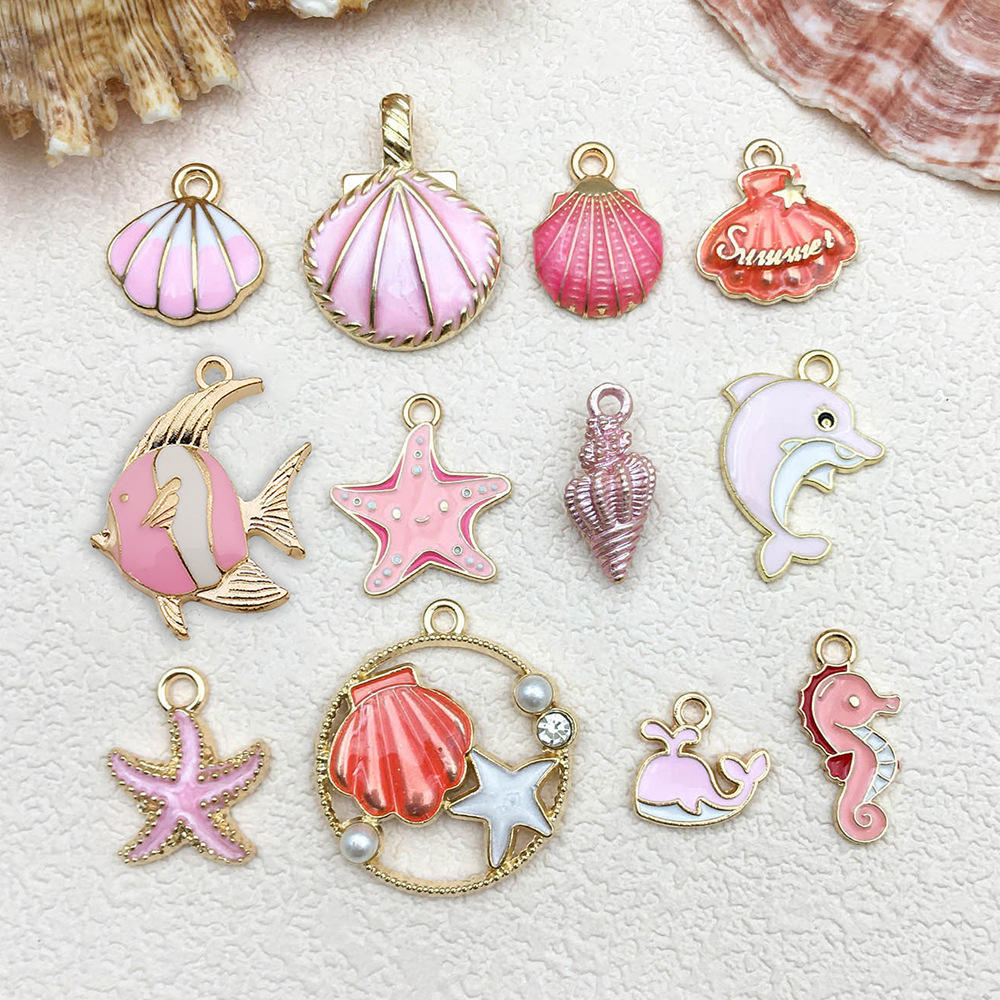 4g Weight Pendant Jewelry Making Type Shell Inlay Material DIY Jewelry Accessories, Keychain Classification 1 Piece Quantity Alloy Material Starfish, Ocean, Hippocampus, Shell, Horse Pattern Marine Style, Simple Style Style Enamel, Enamel Craft Pink Color 1 Piece Alloy Shell Starfish Ocean Hippocampus Pendant DIY Jewelry Accessories Keychain 1