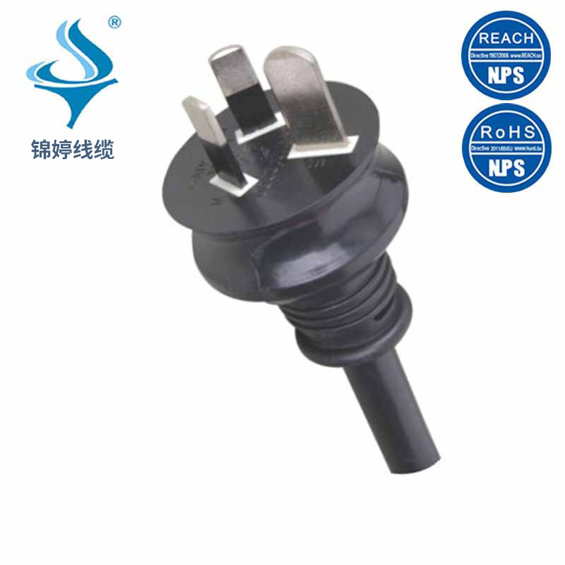 供应三芯10A澳大利亚斜插头 SAA认证澳大利亚标准三极电源插头