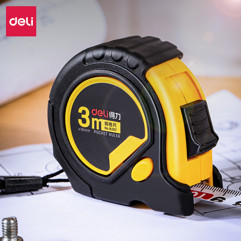 Deli/Geti 8207/8208/8209 Steel Tape Measure with Magnetic Adhesion, Durable, and Stain-Resistant for Woodworking Measurements