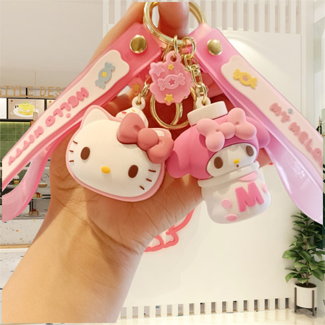 Sanrio Keychains Creative Kuromi Keychain Cartoon Doll Exquisite Backpack Pendan