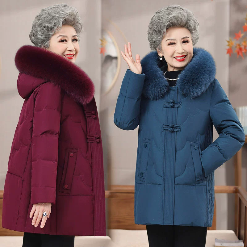 Пуховик для мамы зима 2023 новый старый Леди Благородный 60-летний 70 бабушка утолщенный теплый старый леди 80 пальто