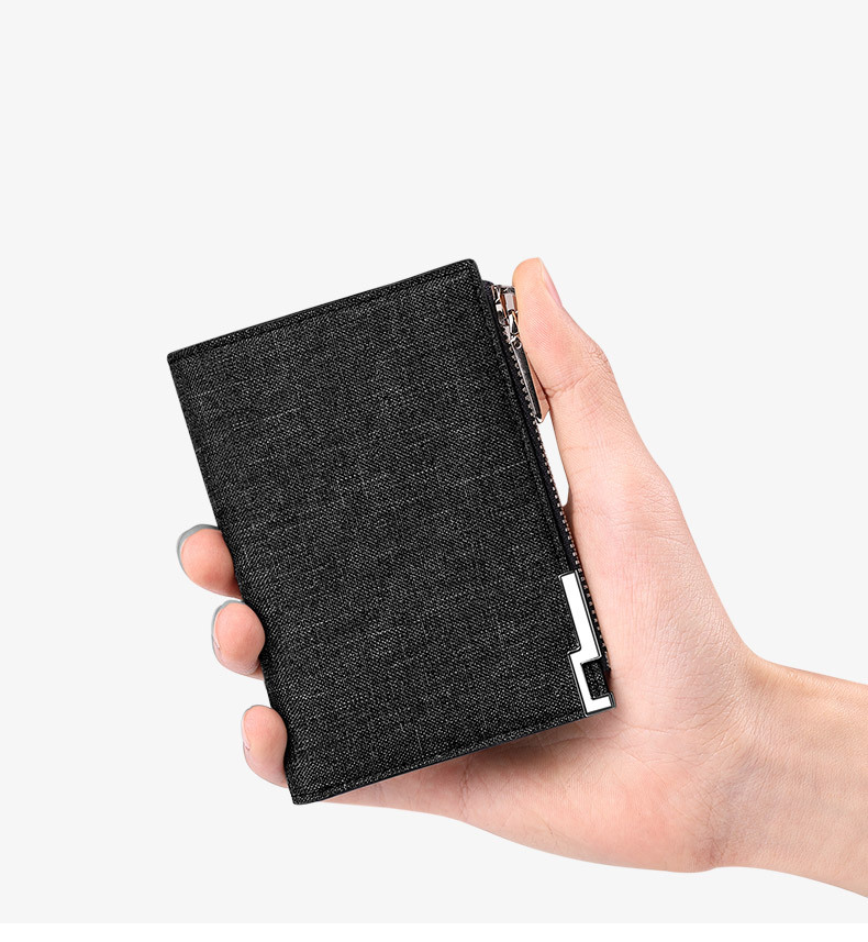 Ví nam gập mini Emperor Paul vải canvas siêu mỏng đựng thẻ và tiền xu chi tiết 17