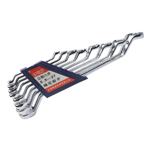 Tongli brand mirror fully polished chrome double-headed plum blossom wrench glasses wrench 5.5-27mm eight-piece set of 10 pieces