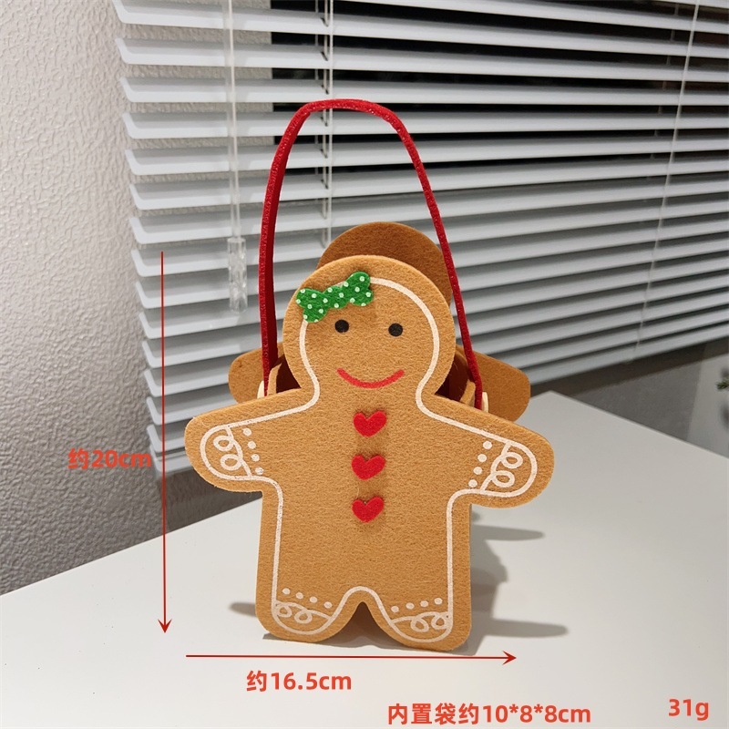 クロスボーダークリスマスフェルトジンジャーブレッドマンギフトバッグクリスマスイブアップル包装箱ギフトギフトトートバッグ|undefined