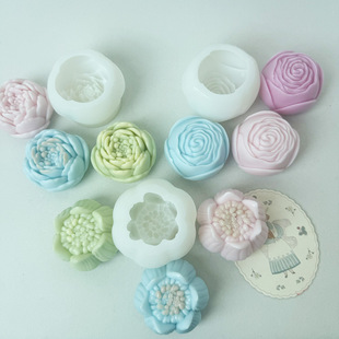 Three-Dimensional Lotus Stamens, Rose Buds, Peony Buds Aromatherapy Plaster Candle Cake Mold Silicone Mold 1461
