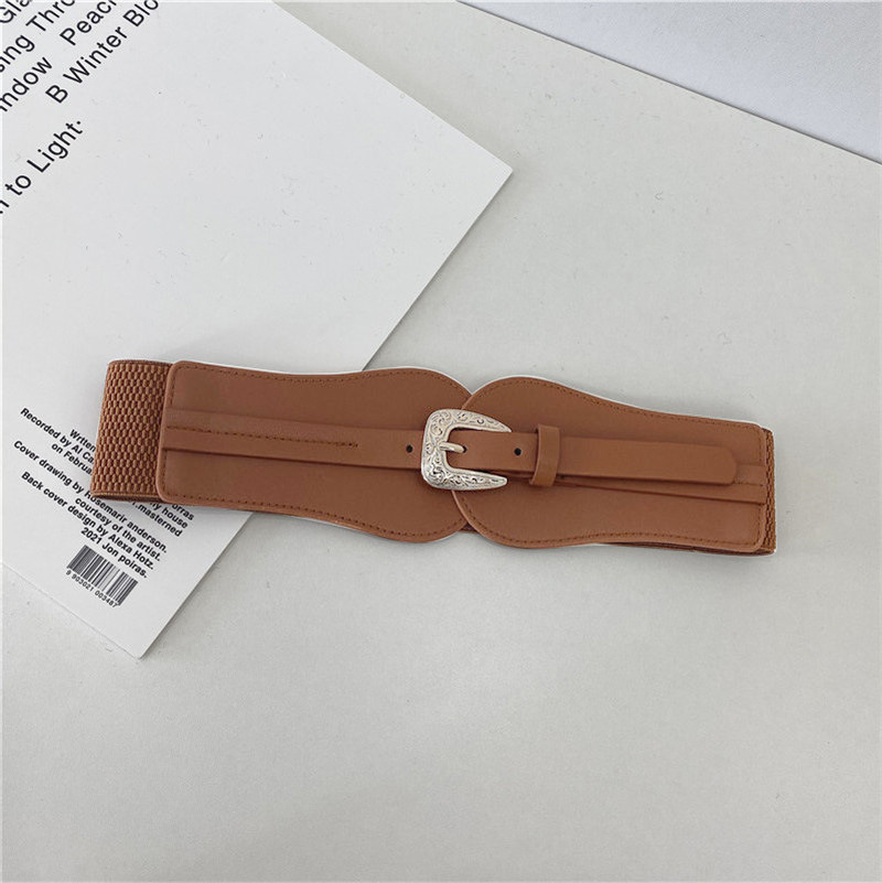 Camel, Black Color New Square Pin Buckle Belt Women's Decorative Girdle Elastic Belt Wholesale