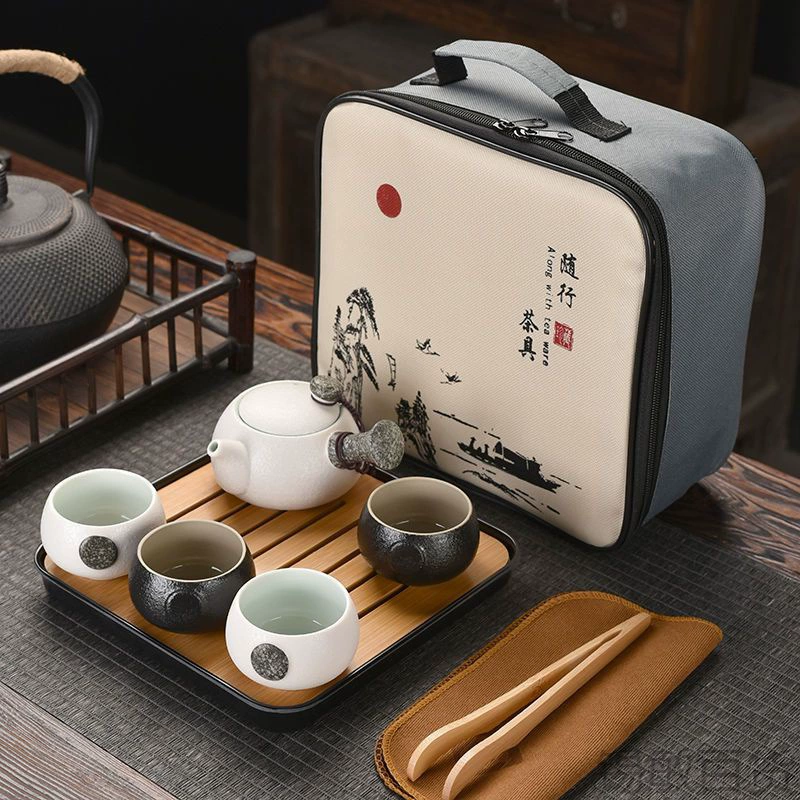 Tea set, travel bag for home use, teapot, tea cup for hotel