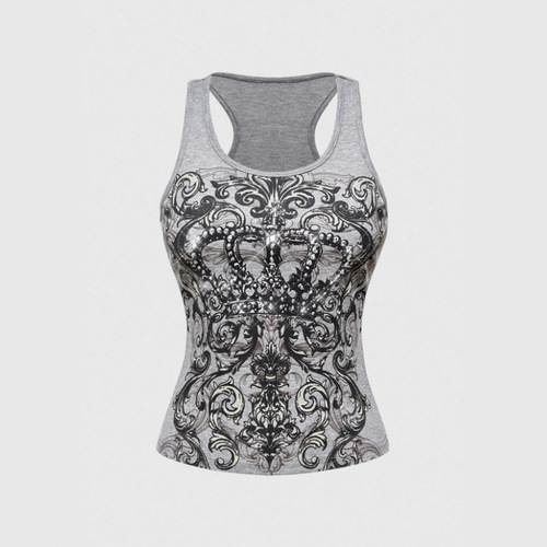 2026 summer European and American vest punk top printed suspender hot girl women's retro T-shirt wholesale