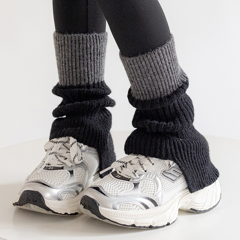 Botas de algodón para niños calcetines de mujer color contrastante calcetines de pantorrilla de empalme japonés retrógrado delgado otoño y invierno coreano chicas calcetines de pila