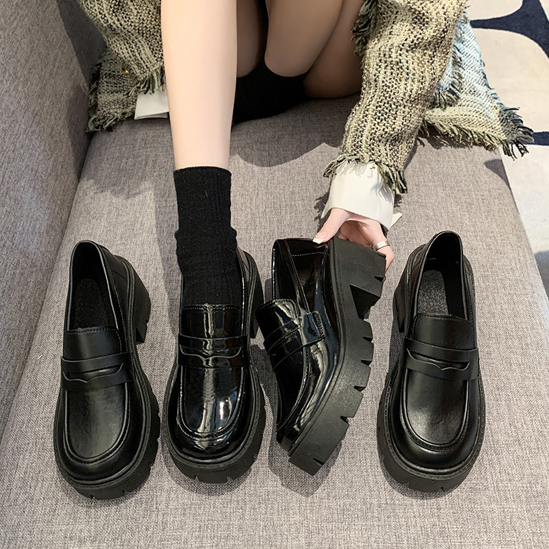 French-style Loafers, New Autumn 2025 Collection, Large Size, Round Toe, Platform High Heels, Thick Sole, Chunky Heel,_vogvips.com