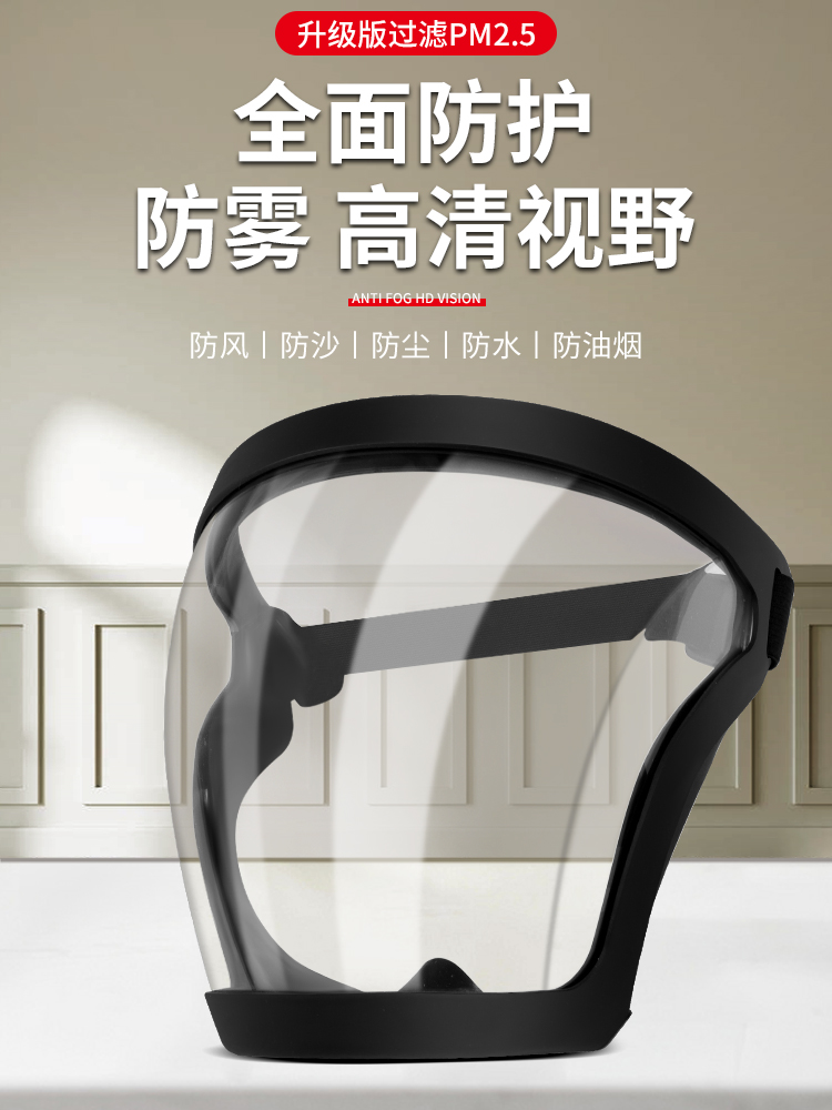 高透明防护面罩透明全脸头罩防粉尘不起雾打护脸电焊面具