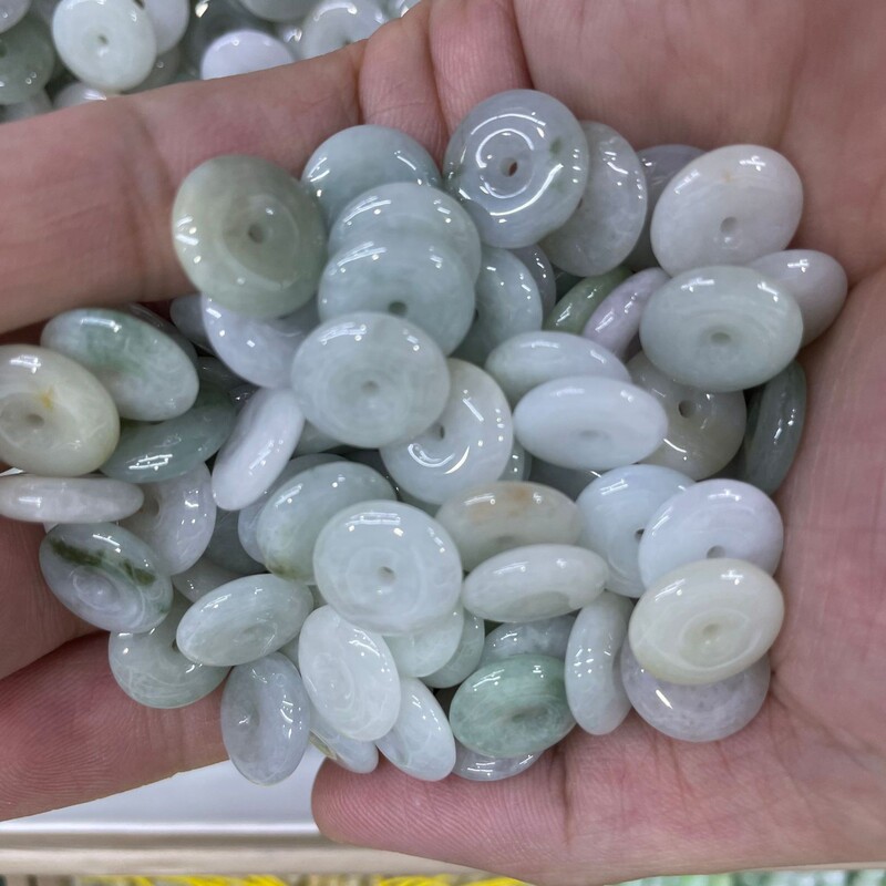 缅甸配饰翡翠A货平安扣隔片散珠子diy手链项链半成品材料配件饰品|undefined
