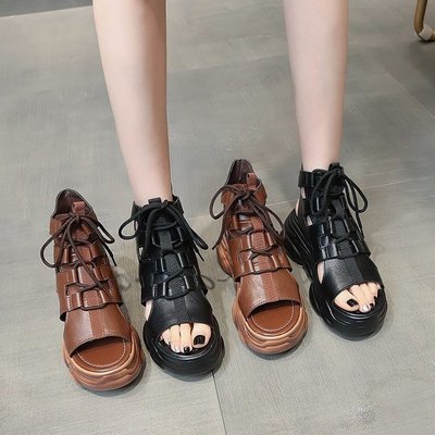 Roman sandals women 2021 summer new pattern fashion Fish mouth The thickness of the bottom Hollow Fairy Wind leisure time Increase motion Cool boots